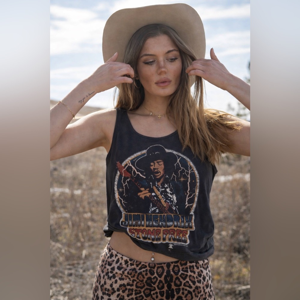 Junk Food Clothing Black Jimi Hendrix Stone Free Graphic Tank Top